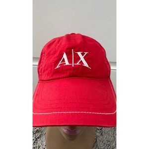 Armani‎ Exchange Cap Hat Red AX Logo Baseball Adjustable One Size Cotton